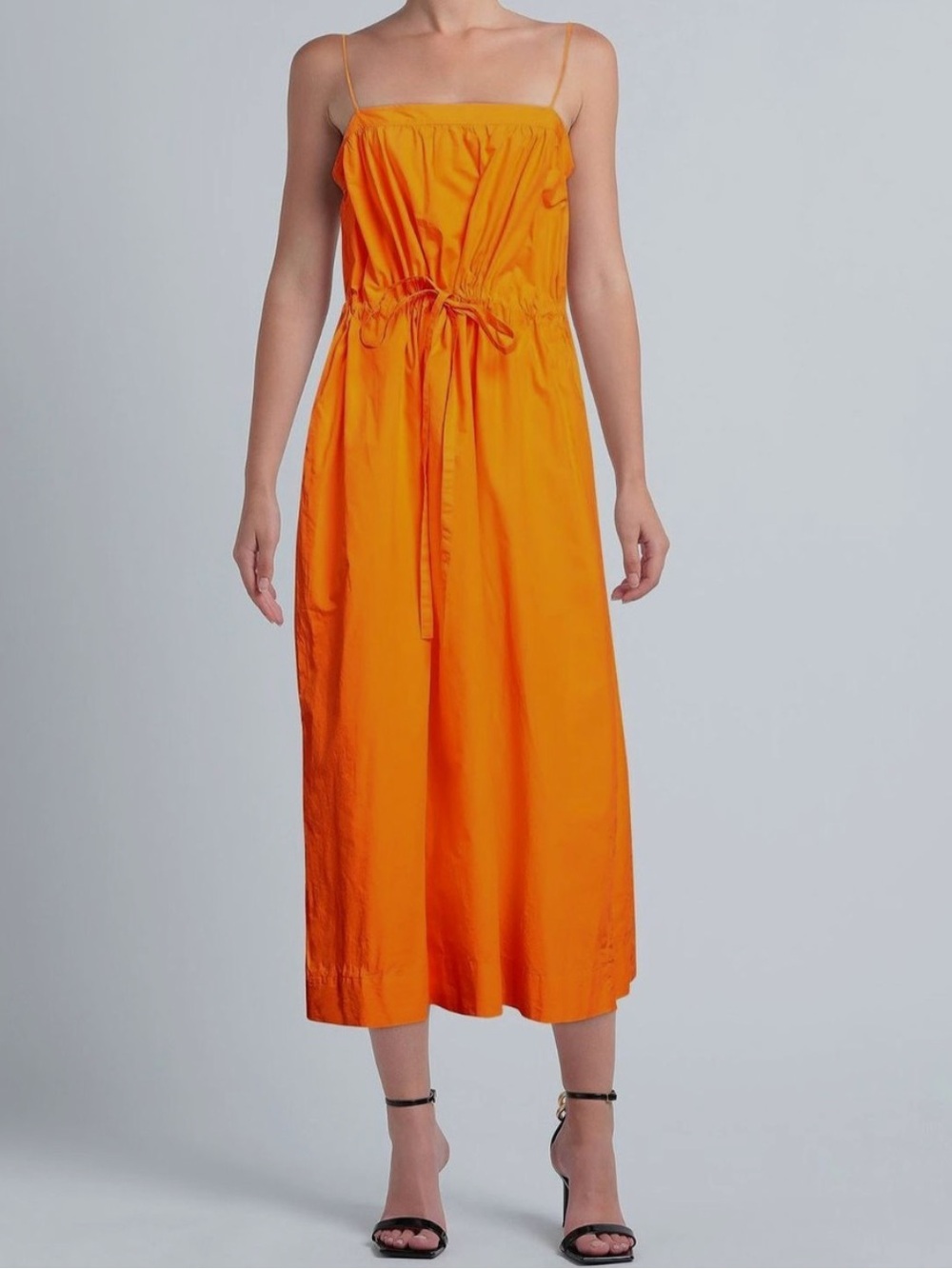 GANNI Orange Cotton Poplin Maxi Strap Dress Size 40 8/10